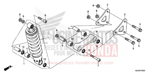 COUSSIN ARRIERE CBR500RAH de 2017